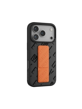 LEVELO MORPHIX VALLO Leather Protective Case with Grip and Stand - Black/Orange