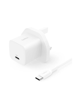25W wall plug with a 60W Type-C dual-output cable from Belkin - White