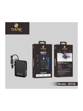 ZOOM PLUS IMPACTO Edition 20,000mAh Portable Battery with Ultra-Slim Cables - Black