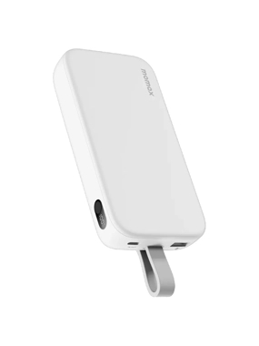 MOMAX iPOWER PD 5 Portable Battery with Built-in Type-C Cable - White