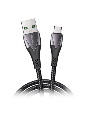 VIDVIE CB461V 1m Cut-Resistant Fabric Micro USB Charging Cable - Black