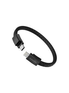 PORODO Type-C Lightning Bracelet Cable - Cut Resistant - Black