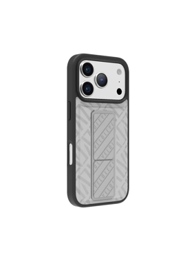 LEVELO MORPHIX CUERO Leather Protective Case with Grip and Stand - Gray 17 Pro Max