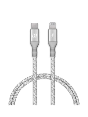 MOMAX 1.2m Cut-Resistant Fabric Type-C Lightning Cable - Gray