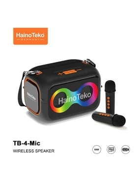 Haino Teko TB-4-Mic Portable Speaker with 50W Power Supply and 2 Wireless Microphones - Black
