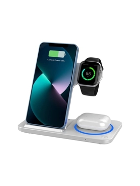 Wiwu Wi-W020 3.1 Charging Dock for Mobile Phone, Watch, and Headphones with Lighting - White