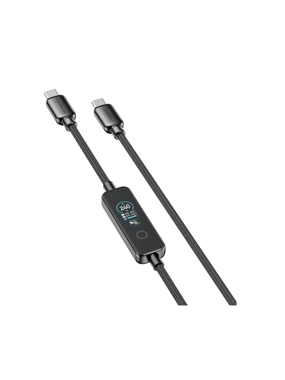 1.2m 240W Type-C dual-output cable with POWEROLOGY smart display - Black