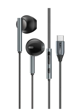 Laxi-S Fabric Type-C Earphones with Noise Cancelling, 1.2m Length, from Promate