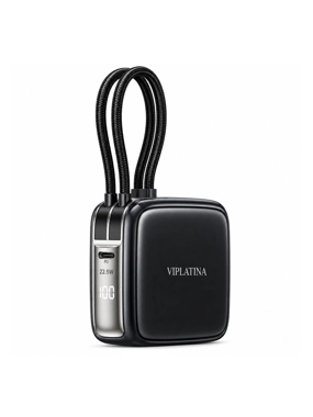 VIPLAINA VP26 10,000mAh Power Bank with Built-in Cables (22.5W Fast Charging) – Black