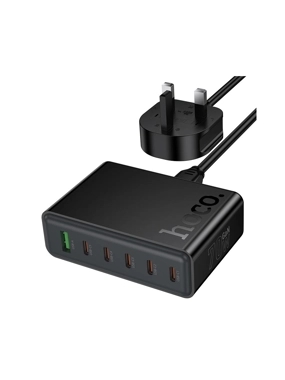 Hoco C152B Smart Charging Station 6.1 with 6 ports, 70W fast charging, 1.5m length - Black