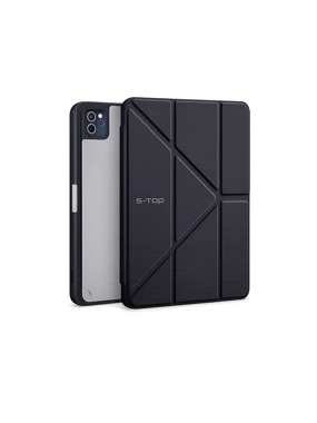 Smart iPad case with transparent back and stand from S-TOP - iPad Air 11 model 4-5 2024 2025