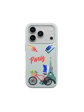 LEVELO VALLO Shockproof Protective Case - Paris Embroidery Gray for iPhone 17 Pro