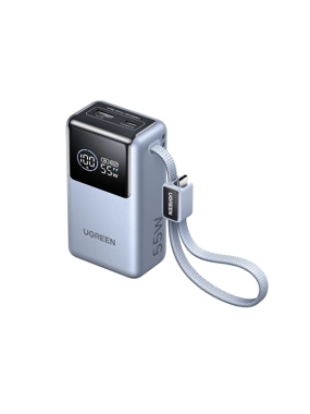 UGREEN Nexod Pro 10,000mAh Portable Battery with Built-in Cable, 55W - Gray