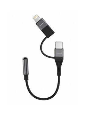 PROMASS PM-21358 Lightning and Type-C AUX Adapter - Black
