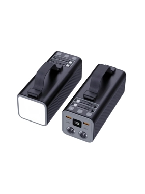 X-POWER 50,000 mAh Portable Battery with Smart Flashlight and Built-in Cables - Black