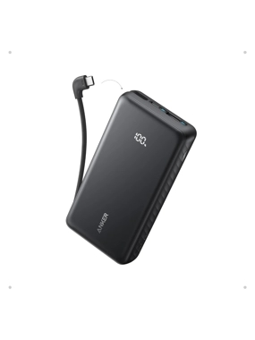 20,000 mAh portable battery with built-in 90° Type-C cable from Anker - Black
