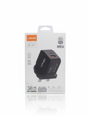 LDNIO 38W Dual-Port Wall Charger - Black