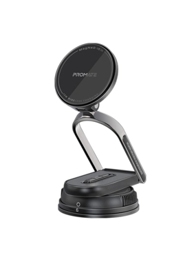 PROMATE MagNeo-15W Suction Cup Phone Holder with 15W Wireless Charging - Black