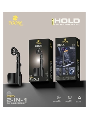 Zoom Plus 2.1 MagSafe Cup Holder Phone Stand - Black
