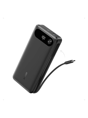 ANKER 20,000 mAh 87W Portable Power Bank with Built-in Type-C Cable - Black
