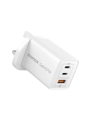 MOMAX ONEPLUG 3-Outlet 67W Wall Plug - White