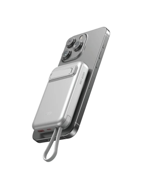 Green Lion DXB MagSafe Portable Power Bank (10,000mAh) with Stand – Silver