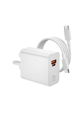 Complete package: 88W power adapter with a dual-output Type-C cable from HUAWEI - White