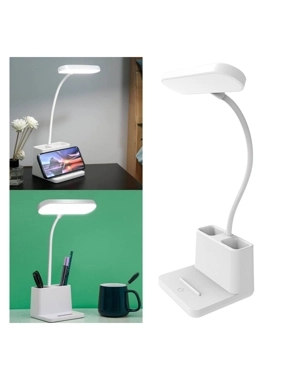 ISNUP 0800234 Desk Lamp with Three Colors and Pen Holder - White