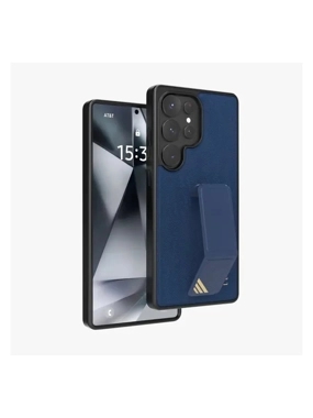 LEVELO MORPHIX Edition Leather Protective Case with Stand Grip - Blue for Samsung S25 Ultra