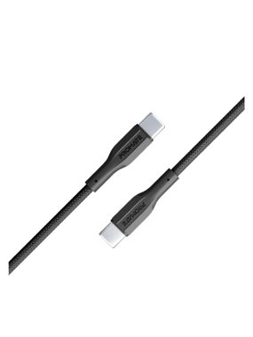 PROMATE XCord-CC Edition 1m Cut-Proof, Tangle-Resistant Silicone Type-C Dual-Output Cable - Black