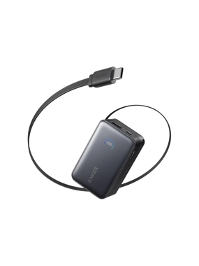 ANKER 10,000mAh Super Mini Portable Battery with 45W Retractable Cable - Black