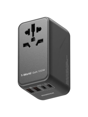 MOMAX 1World 100W 4-Port Universal Travel Charger - Gray