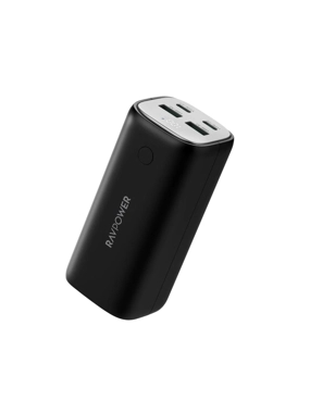 RAVPOWER 20,000mAh Portable Battery with 4 Ports and 70W Fast Charging - Black