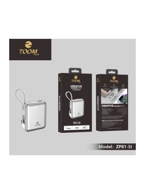 10,000 mAh portable battery with built-in cables, Creative Edition from ZOOM PLUS