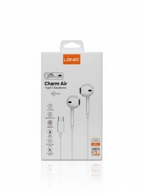 LDNIO Charm Air Wired Earphones with Type-C Input - White