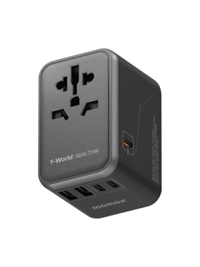 MOMAX 1World 70W 5-Port Universal Travel Plug - Gray