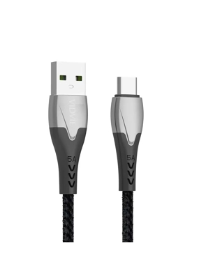 VIDVIE CB461 Cut-Resistant Fabric USB Type-C Cable, 1m - Black