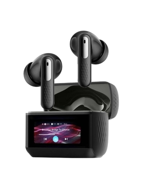 Promate Arix Wireless Noise-Canceling Earbuds with Display – Black