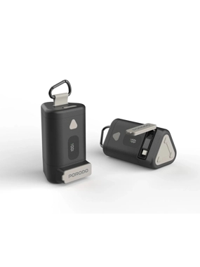 15,000 mAh Waterproof 65W Power Bank with Retractable Type-C Cable, PORODO Model PB069 - Black