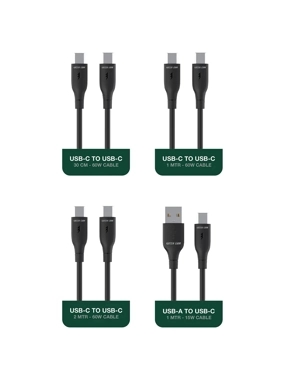 GREEN Lion Type-C Cable Set (4 Different Types) - Black