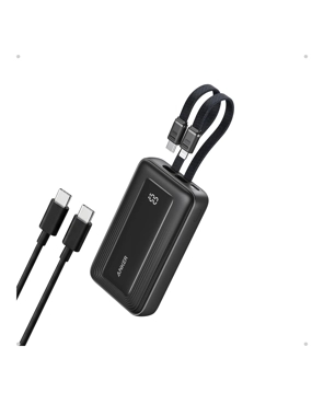 ANKER 20,000mAh Portable Battery with Built-in 2 Cables (Type-C and Lightning) - Black