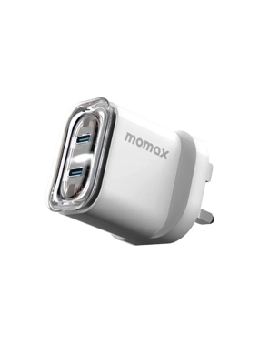 MOMAX 2-Port Type-C Wall Plug, 35W, 1Charge Flow Edition - White
