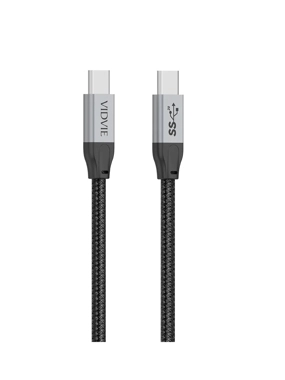 VIDVIE HD05 100W 2-Output Fabric Type-C Cable - Black