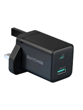 شاحن جداري راف باور 20 واط بمنفذ تايب سي و يو اس بي